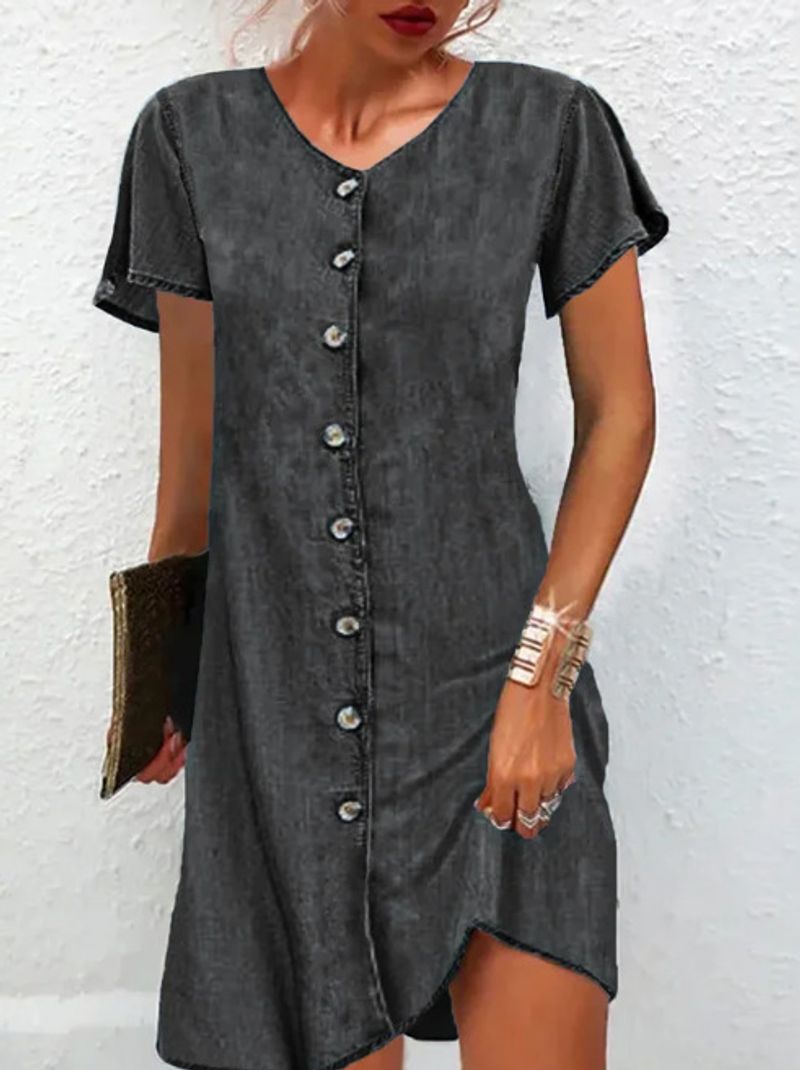 Abito in denim da donna con tinta unita_voghion.com