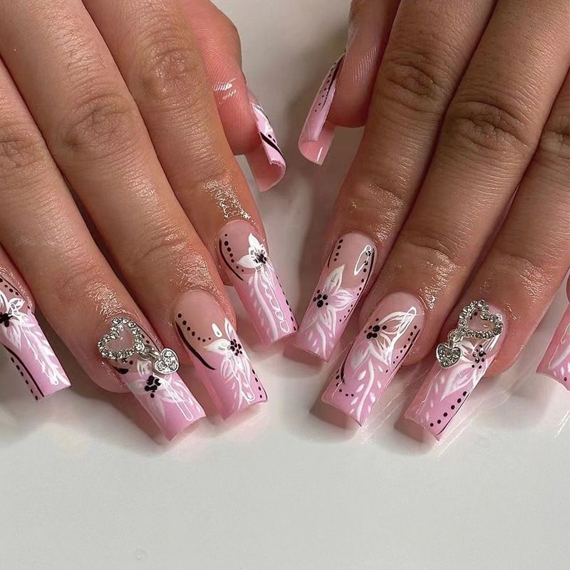 Kunstmatige Valse 24 Stuks Nagels met Jelly Lijm Korte Ballet Nep Nagels Zwarte Lijn Ogen Ontwerpen Druk op Nagels Fu_voghion.com