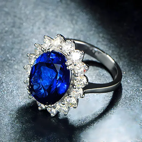 Daifei Style Blue Oversized Pigeon Egg Red Crystal Inlaid Index Finger Ring, Tanzanite Colored Women's Ring_voghion.com