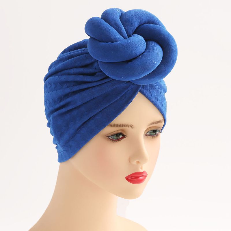 Nouveau chapeau ethnique Baotou de couleur unie chapeau turban à boule torsadée tridimensionnelle_voghion.com