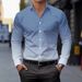 Spring And Autumn New Men's Gradient Color Casual Loose Long Sleeved Shirt_voghion.com