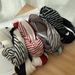 Gaohe Simple Versatile Black and White Striped Indonesian Women's Headscarf 100cm Large Square Scarf Shawl_voghion.com