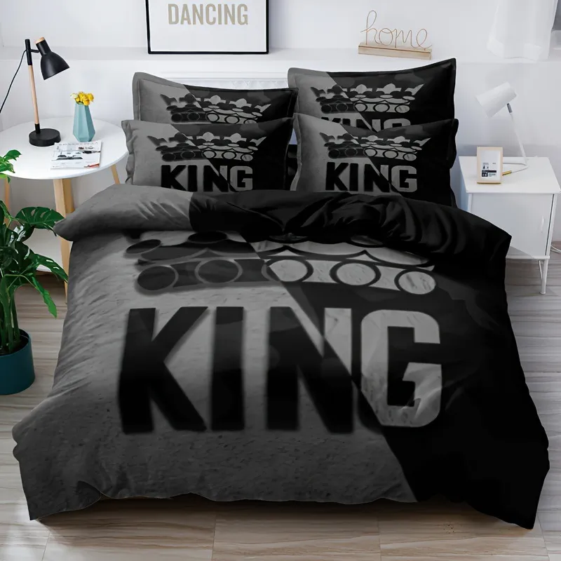 Cartoon Printed Duvet Cover Set - 3-Piece Lightweight Bedding (US/EU/AU Sizes), Digital Printing, Soft Polyester, Kids/Teens Room Decor_voghion.com