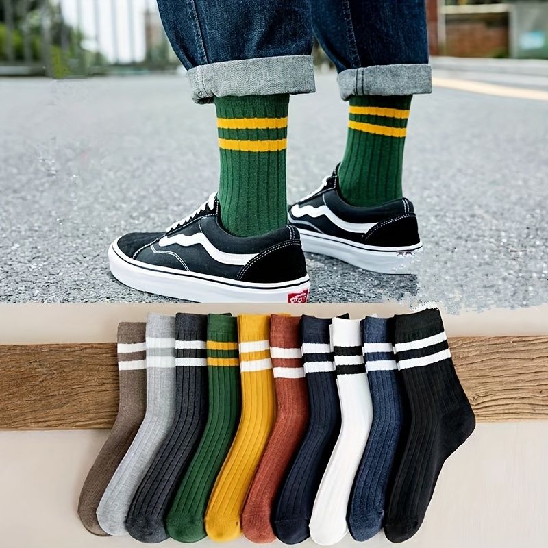 5 Paar Herrensocken, Herbst-Und Winter-Vintage-Socken, Lustige, Modische Sportsocken, Sport-Trendsocken_voghion.com