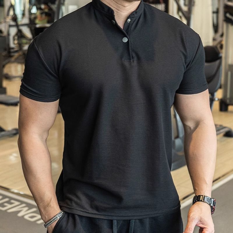 Herrenbekleidung Kurzarm Waffel Ice Silk Cool Business Slim T-Shirt_voghion.com