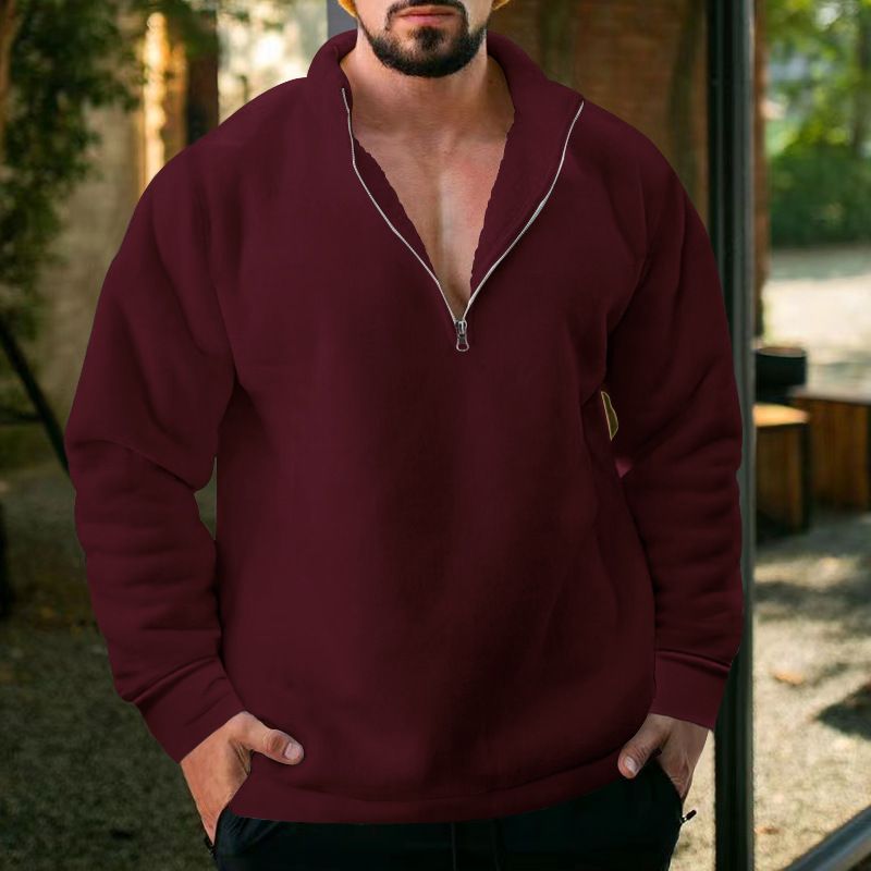 ​​"Herren Fleece-Kapuzenpullover mit Reißverschluss – Übergroße Passform mit kuscheligem Futter (Polyester, 8 Farben)"​​_voghion.com