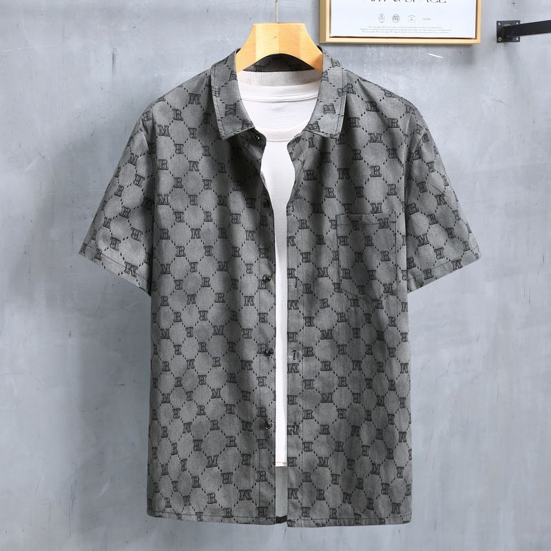 Camicia casual estiva a maniche corte con stampa tie-dye e fiori, taglie forti, da uomo_voghion.com