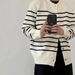 Premium Striped Knit Cardigan - Oversized Style Open Front Sweater For Men, Cozy Winter Layering Essential Cardigans_voghion.com