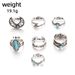 Neu Bohemian Türkis Mond Feder Schlange Set von 7 Ringe_voghion.com