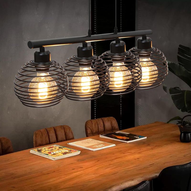 Pendelleuchte Esstisch Hängelampe Schwarz - Vintage Esszimmerlampe E27 Hängeleuchte Aus Metall Industrial Pendellampe Für Wohnzimmer Esszimmer Küche_voghion.com