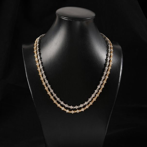 Unique Plum Blossom Cross Necklace Bracelet For Men And Women Hip Hop Trendy Brand Full Diamond Versatile Jewelry_voghion.com