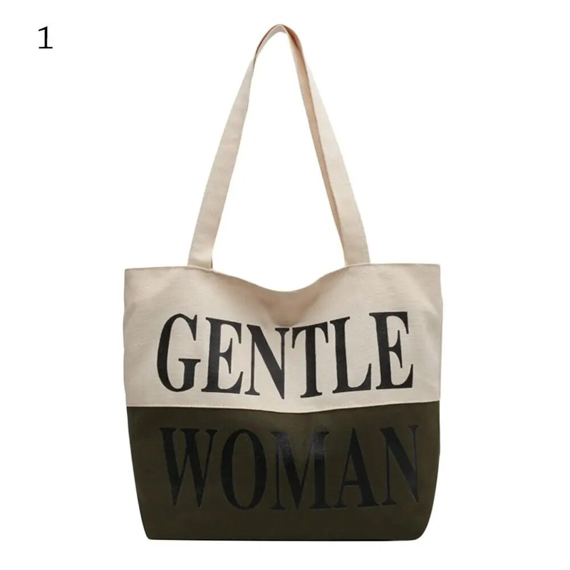 Trendy Gentle Damen-Einzelschultertasche aus Canvas, modisch, tragbar, wiederverwendbar, Einkaufstasche mit großer Kapazität_voghion.com