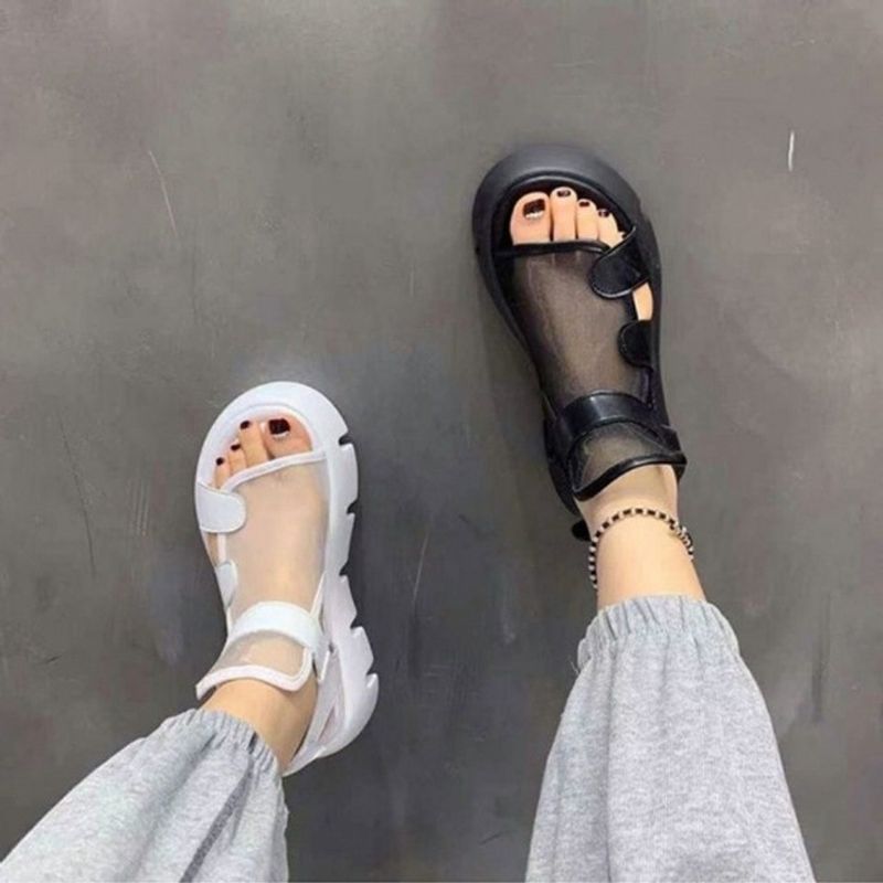 P7 Sandale femei 2023 vara noua moda cu fund gros respirabil Eugene fire plasa magic pasta sandale romane Hook & Buclă_voghion.com