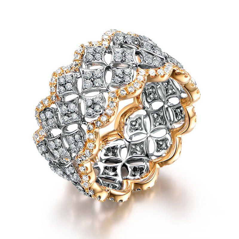 Cao Shi's Palace Brilliant Star Female Lace Honeycomb Crown Index Finger Ring_voghion.com