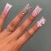 False Nails Sweet And Cool Flower Glittering Diamond Nail Art Duckbill Shaped Long_voghion.com