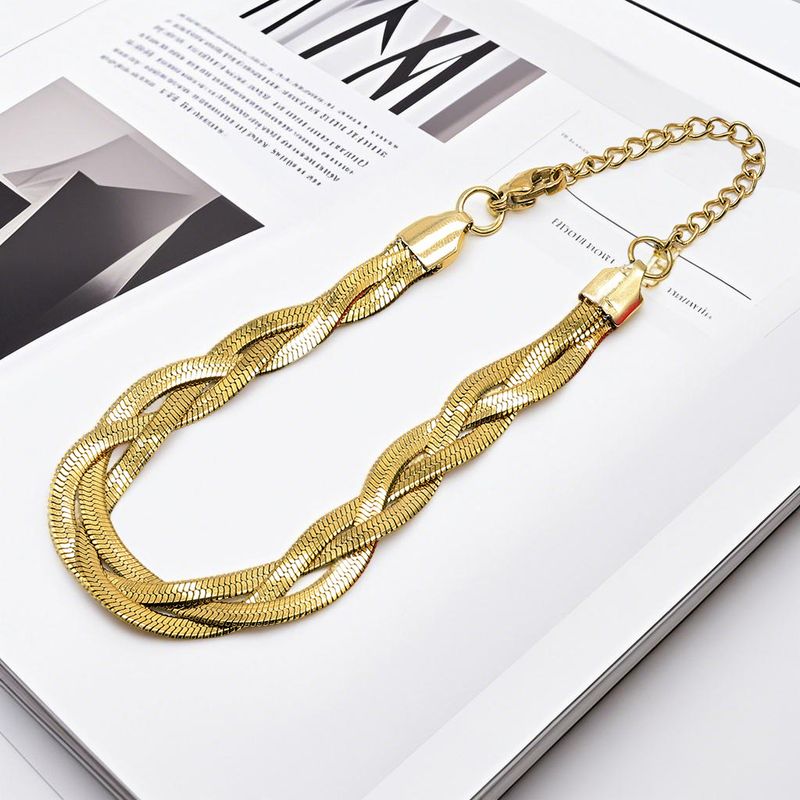 Pulseira de osso de cobra com torção de aço inoxidável Ins Wind para homens e mulheres_voghion.com