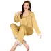 Pajamas Women's Thin Ice Silk Long Sleeve Two-piece Set Satin Chiffon Loungewear_voghion.com