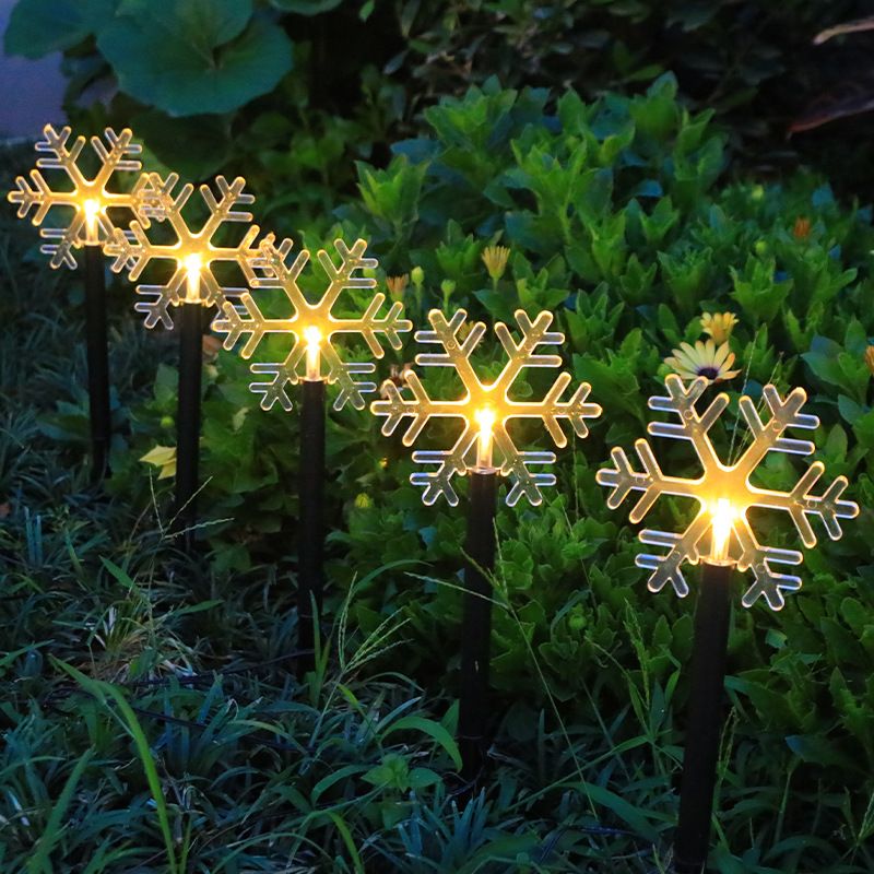 Solarbetriebene Weihnachtsstern-/Schneeflocken-/Baum-Rasenlichter – 5er-Pack wasserdichte Gartendekorationen für den Außenbereich_voghion.com