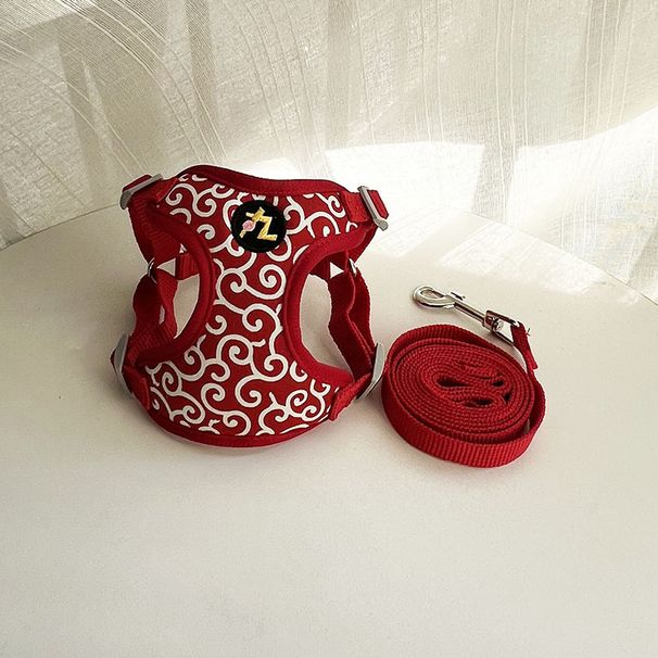 Japanse stijl Tang Grass patroon Sakura kat Corgi Shiba Inu harnas vest borstband kleine hondenriem_voghion.com