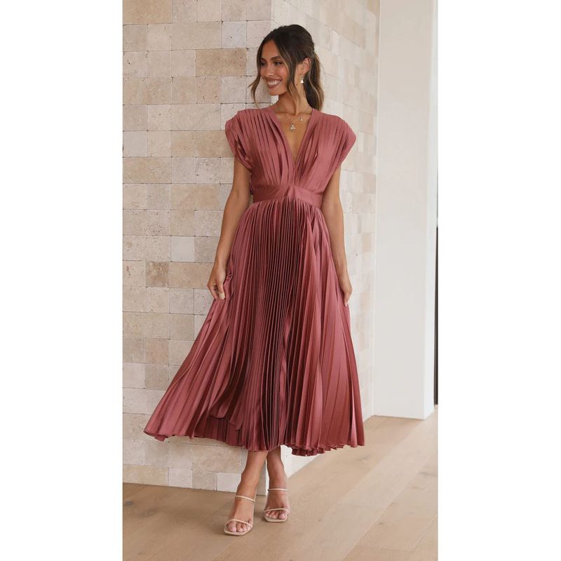 Women’s Clothing spring and summer new sexy pleated dress INS casual loose zipper sleeveless dress_voghion.com