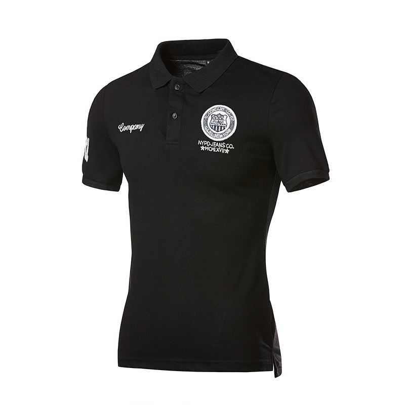 Herren Sommer neue männer slim kurzarm bestickt polo-shirt herren kurzarm große größe revers polo-shirt dünnes T-shirt_voghion.com