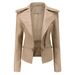 Women's Clothing Leather Jacket With Detachable Hem Fashion Casual Jacket_voghion.com