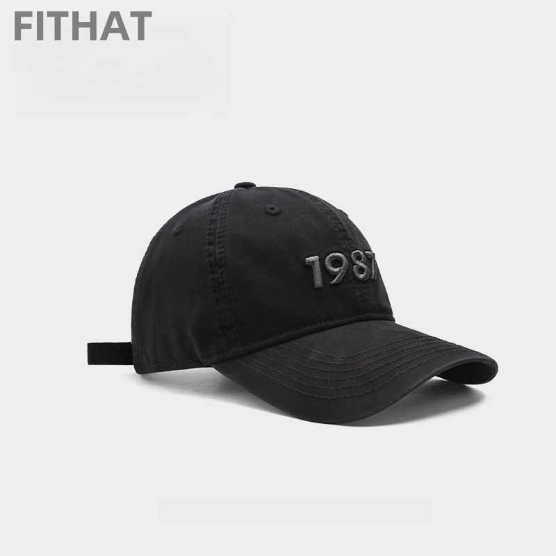 Baseballkappe mit 3D-Stickerei „1987“ für Damen, Softtop-Entenschnabelkappe für Herren, damit Ihr Gesicht kleiner aussieht_voghion.com