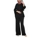 Women's Clothing Elegant Solid Color Muslim Two-Piece Set With Sleeve Top & Wide-Leg Pants | Casual Daily Outfit For Women_voghion.com