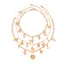 Halskette Damen Goldene Halskette Anhänger Halskette Goldschmuck Persönlichkeit Bowknot Perle Layered Beach Alloy Anhänger Halskette_voghion.com