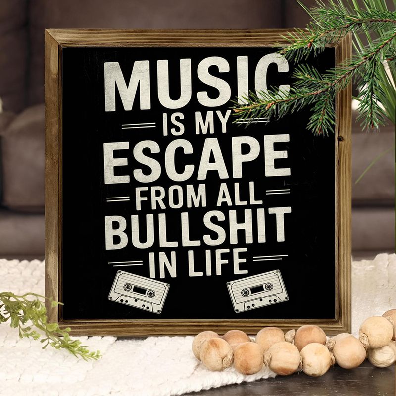 Tablou de perete rustic din lemn cu tematică muzicală - decor inspirat din stil vintage de 20x20 cm pentru sufragerie, baie, garaj - idee de cadou perfectă_voghion.com