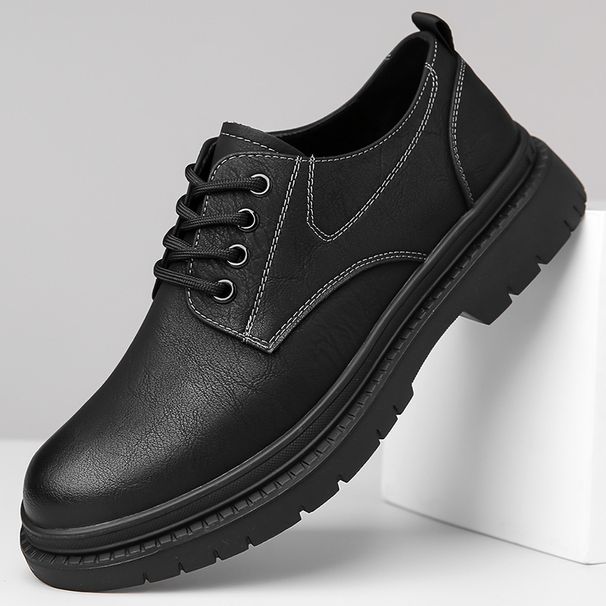 Glide Leather Frühling/Sommer Britische Derby-Schuhe mit dicker Sohle, lässige Herren-Martin-Stiefel, formelle Schuhe für Hochzeiten und Arbeit, niedrige Schafthöhe_voghion.com