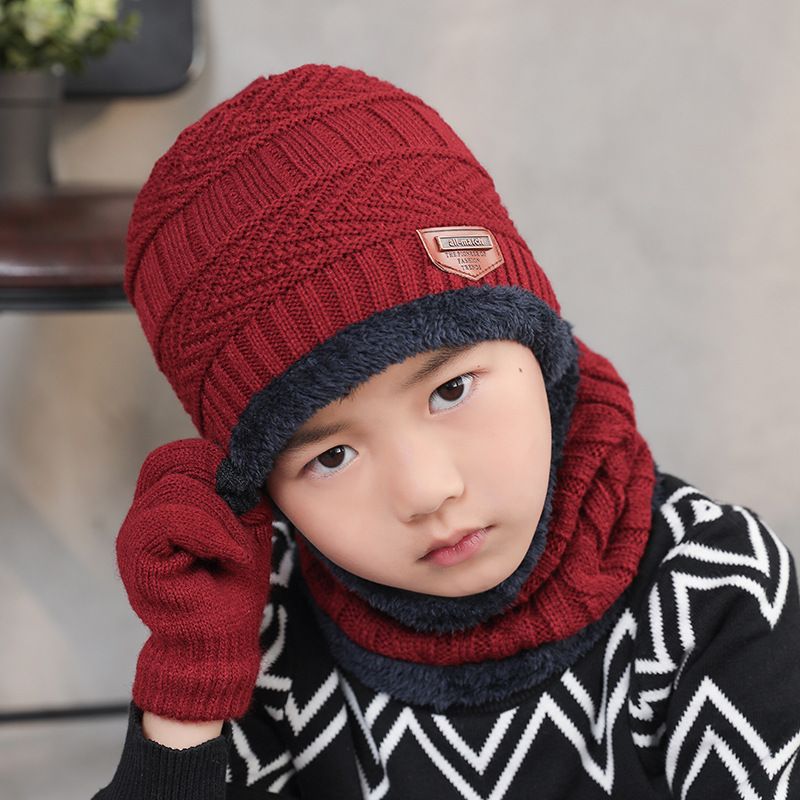 Popüler Moda Çok Yönlü Örme Erkek Örme Şapka Atkı Eldiven 3 Parçalı Set Yetişkin Ve Çocuklar İçin Kış Sıcaklığı Aksesuarları Seti_voghion.com