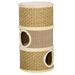 PawHut 28' Multi-Level Cat Condo With Sisal Scratching Pad 3 Story Hideaway For Cats Brown_voghion.com