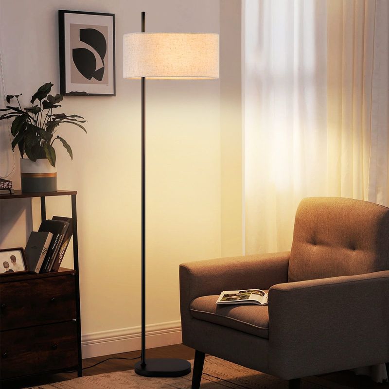 Stehlampe Wohnzimmer Stehleuchte- 154cm Schwarz Stehlampen Stoffschirm E27 Retro Industrial Stehlampen Mit Fußschalter Standlampe (ohne Leuchtmittel)_voghion.com