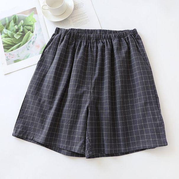 "Japanese Plaid" Men's Pajama Pants Shorts | Spring, Summer And Autumn Thin Pure Cotton, Loose Five-point Home Pants, Comfortable And Breathable_voghion.com