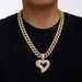 New Men's Women's Large Heart Alloy Necklace With Hip-hop Personality And Fashionable Rap Setting Pendant_voghion.com