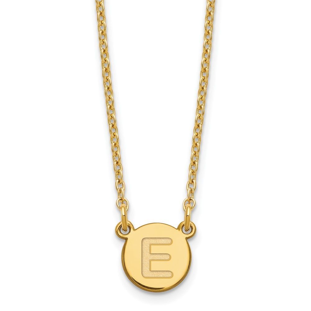 Sterling Silver Gold-plated Tiny Circle Block Letter E Initial Necklace_voghion.com