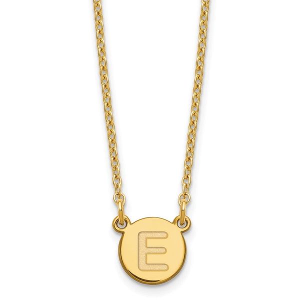 Sterling Silver Gold-plated Tiny Circle Block Letter E Initial Necklace_voghion.com