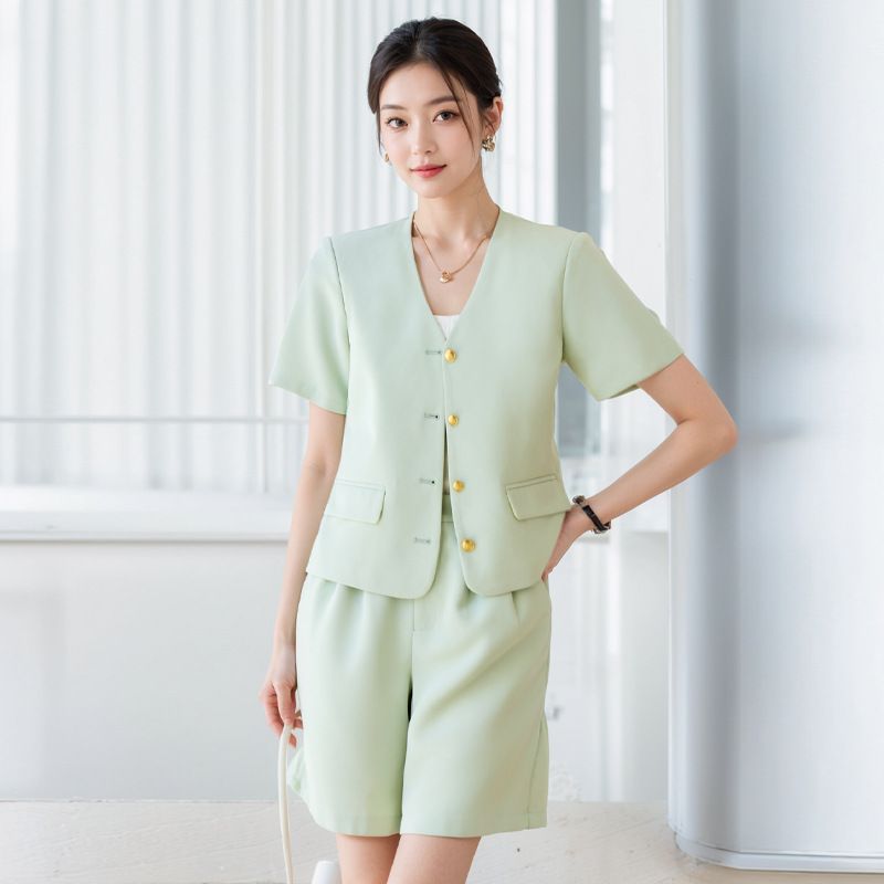 Short For Women's Summer 2025 New Sleeved Small Fragrant Style Jacket, Short Suit Shorts Two-piece Set_voghion.com