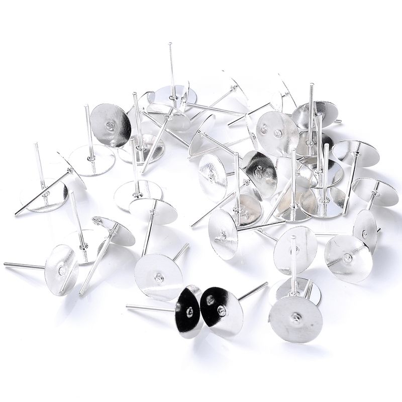 Base per orecchini a forma di garofano in acciaio inossidabile, bullone piatto rotondo per orecchini fai da te, 100 pezzi/suono_voghion.com