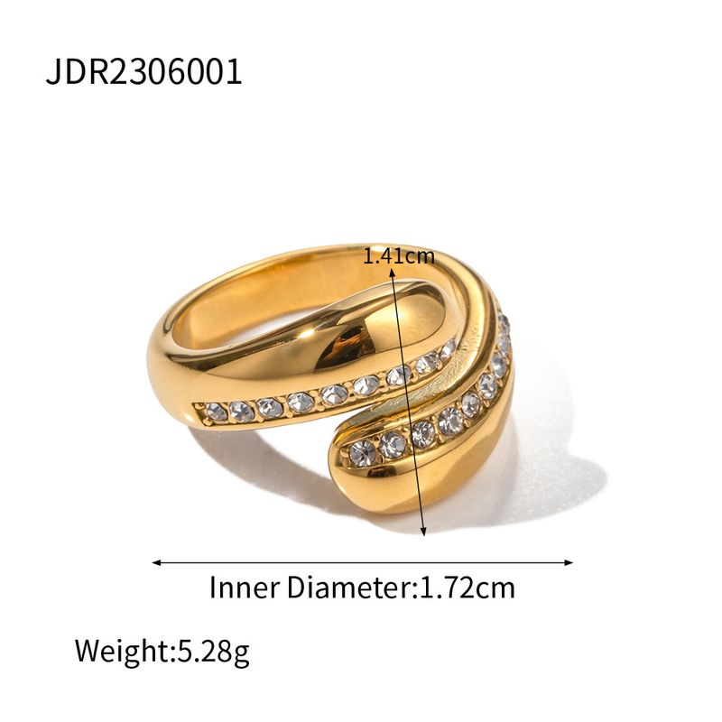 INS Wind Netzwerk Rot Einzelnen Gold Zirkon Wasser Tropfen Offenen Titan Stahl Ring frauen_voghion.com