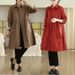 Solid Color Lapel Windbreaker Pleated Skirt Style Mid Length Jacket W, Spring 2025 New Casual Large Pocket Top For_voghion.com