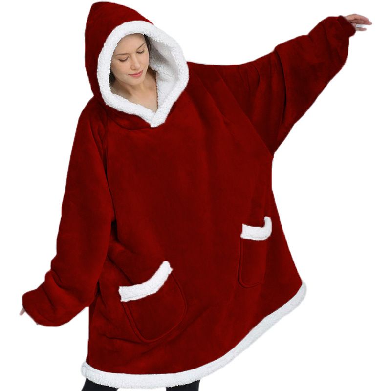 Comemore Coperta con cappuccio oversize con maniche Felpa con cappuccio scozzese in pile invernale Pamas per donna Donna Autunno Casa_voghion.com