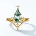 Anello combinato muschio verde S925 argento personalità unica anello erba acqua agata luce lusso_voghion.com