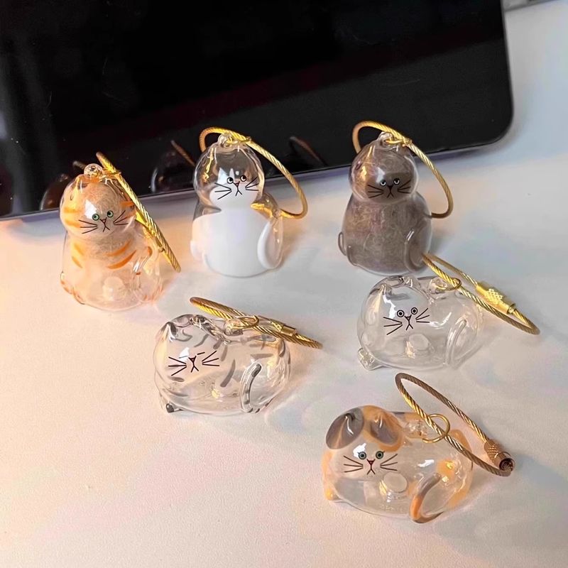 Chaveiro transparente de alto valor, pingente de cápsula para gato, caixa de armazenamento de pelos de animais de estimação_voghion.com