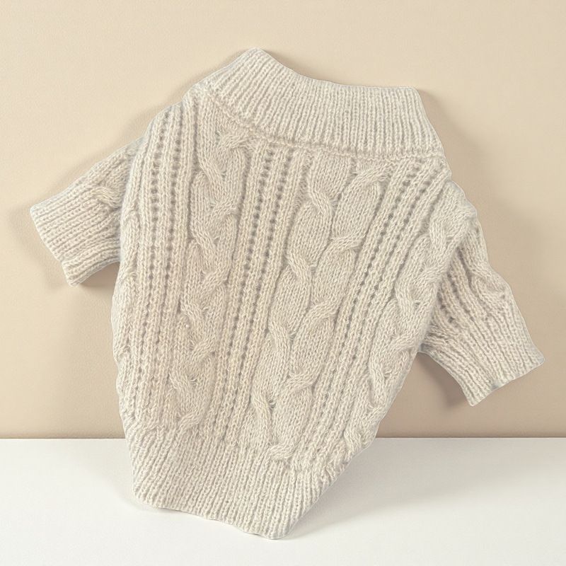 Herbst Winter Mode Pullover Hund Warme Kleidung Einfarbig Zopfmuster Pullover Nette Haustier Bekleidung_voghion.com