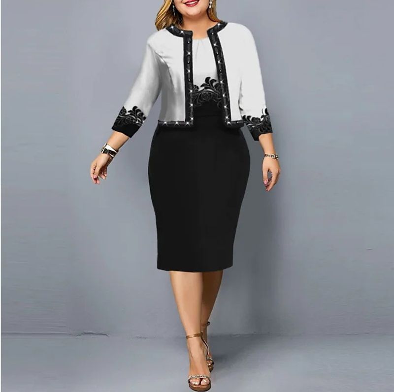 Robe taille haute pour femmes, jupe portefeuille professionnelle, jupe crayon, ensemble deux pièces_voghion.com