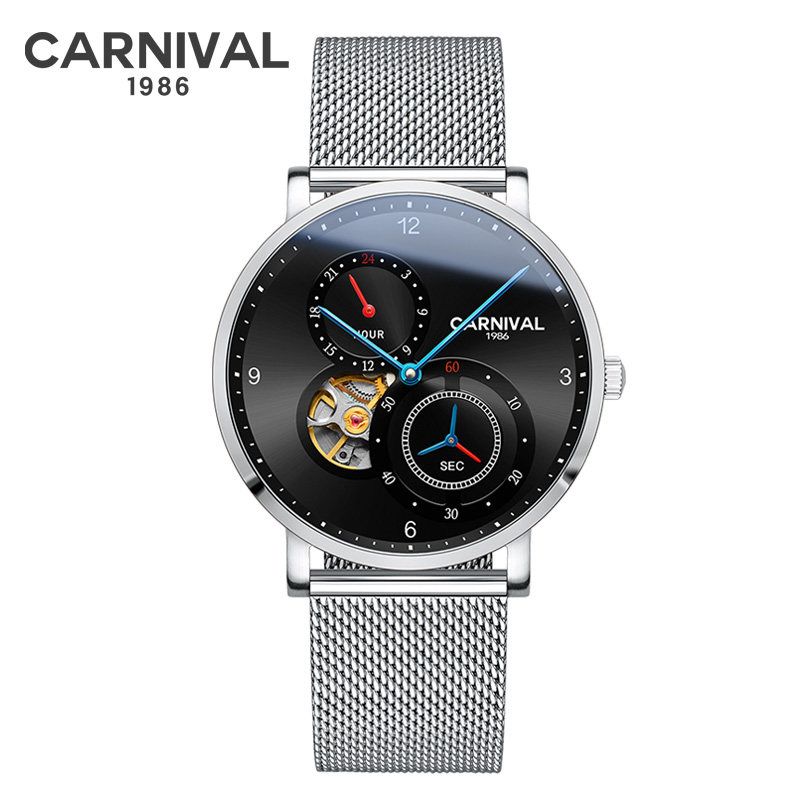CARNIVAL Tourbillon Automatische Uhr Hohe Qualität Kleine Sekunden Mechanische Uhren Für Mann Saphir Wasserdicht Relogio Masculino_voghion.com