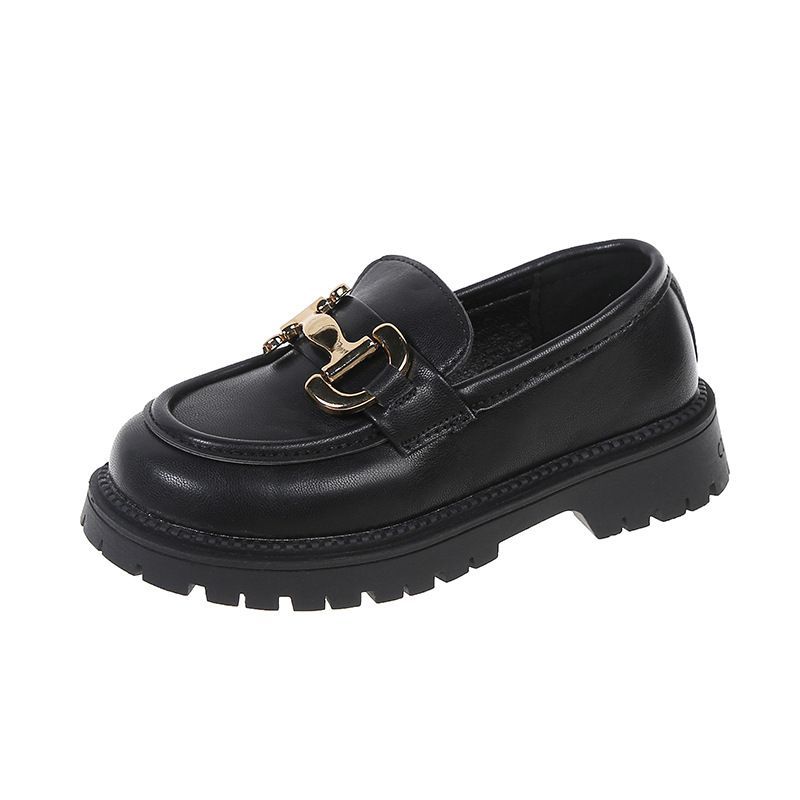 Girls' Leather Children's Single Fashion Black Little Girl Chic Shoes_voghion.com
