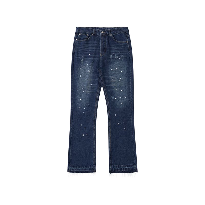Men's Clothing Far Archive Vintage Machete Old Flared Washed Ink Splashed Edge Damaged Whisker Jeans_voghion.com